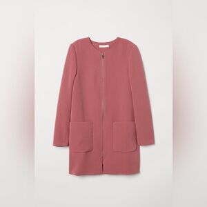 H&M Long Sleeve Short Coat Dusty Rose Pink Size 10